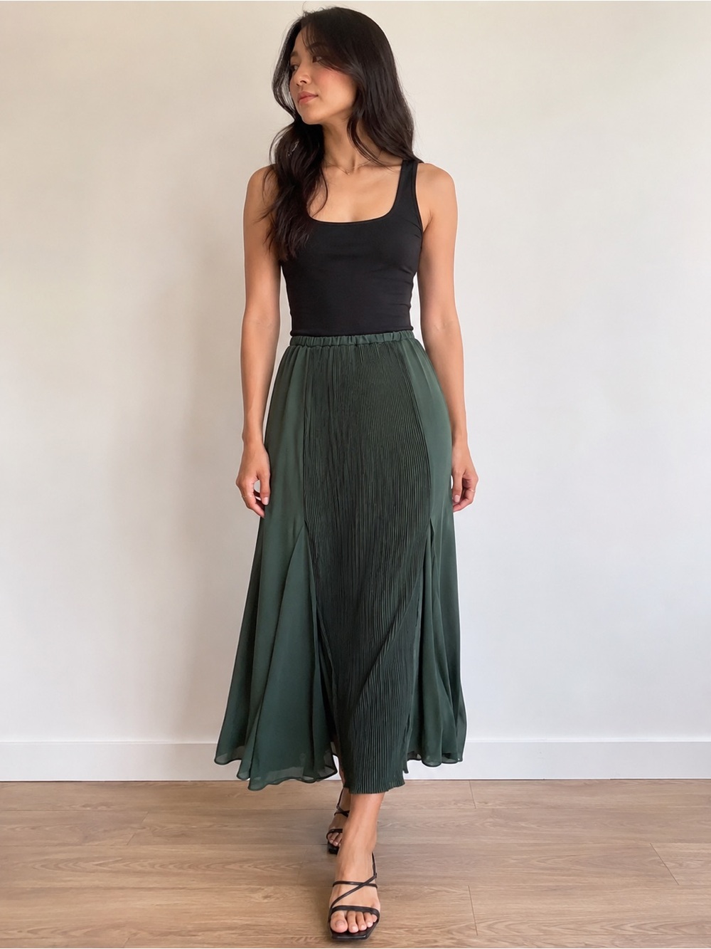 Vacation Style! Olive Green maxi skirt